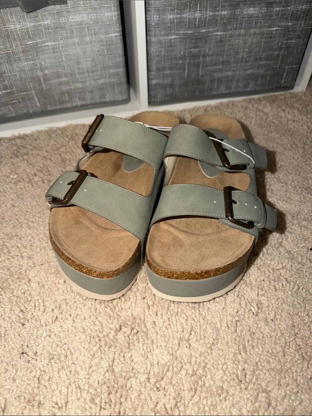 Altar'd State Sage Green Double-Strap Platform Sandals